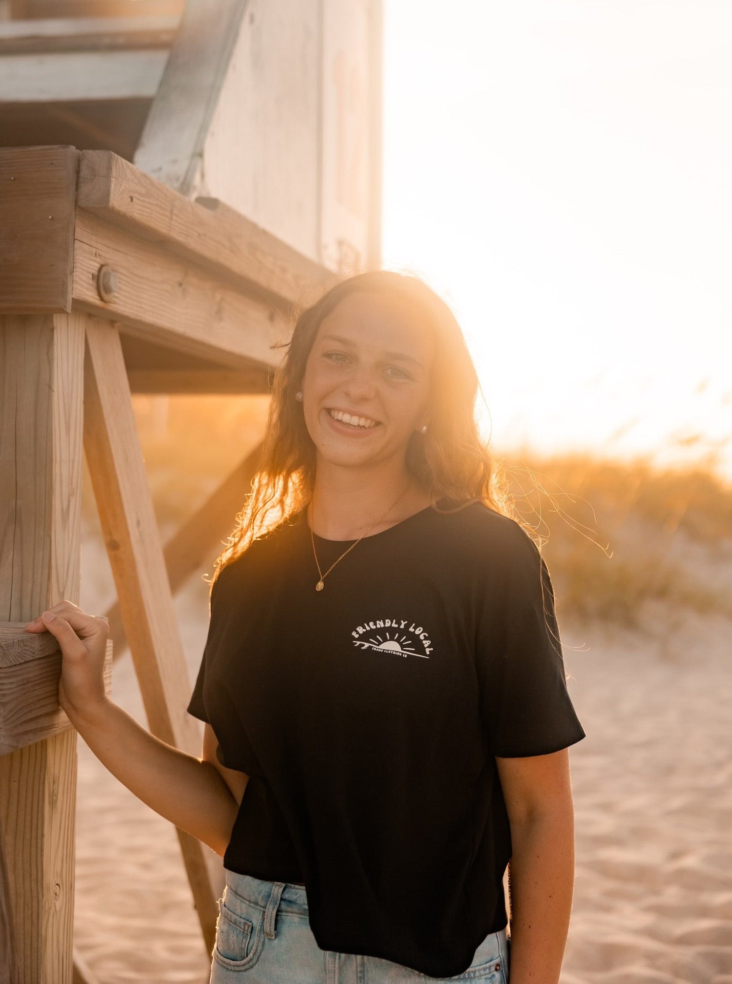 Friendly Local Crop Tee, Black
