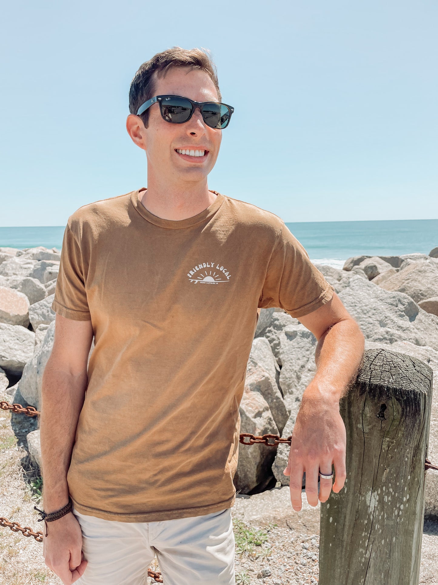 Friendly Local Unisex Tee, Vintage Camel