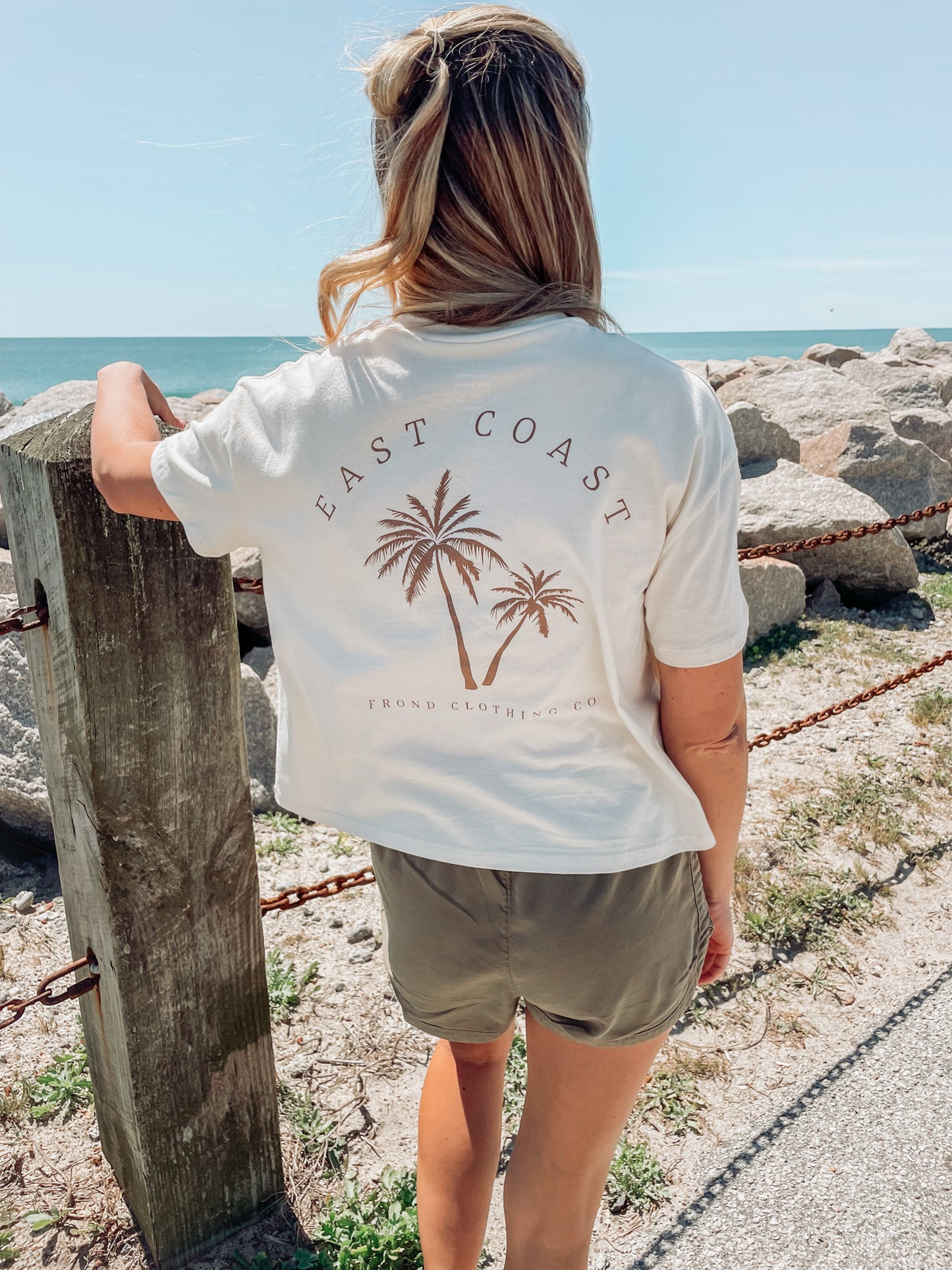 East Coast Palms Crop Tee, Natural