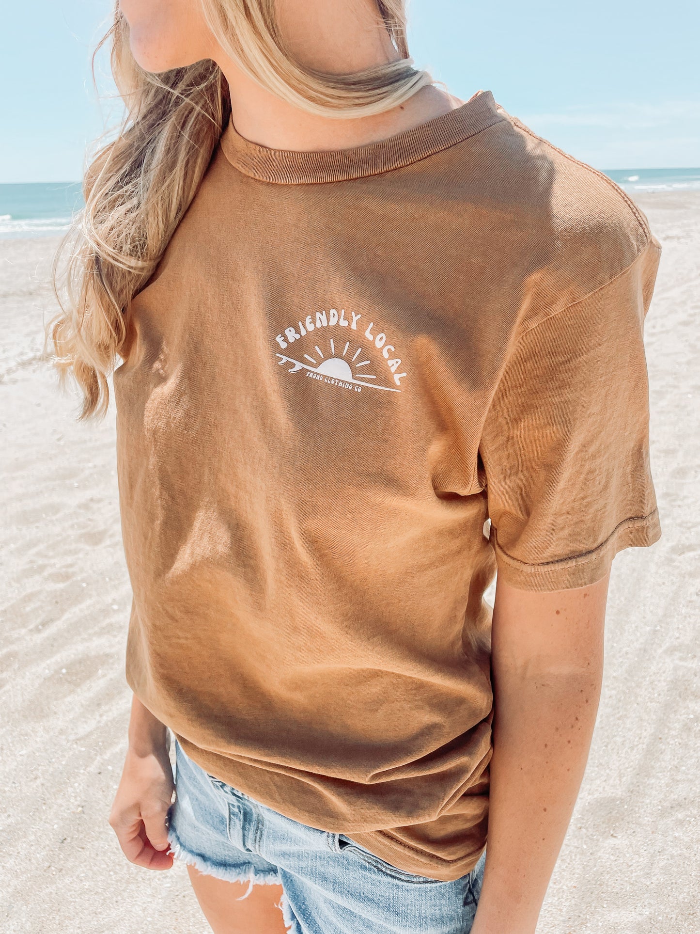Friendly Local Unisex Tee, Vintage Camel