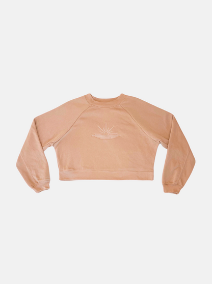 Sun Rays Women’s Crop Sweatshirt, Sand Dune