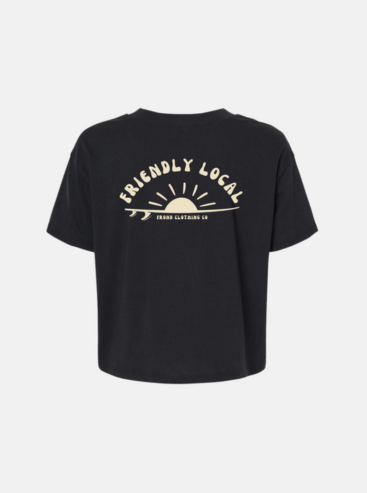 Friendly Local Crop Tee, Black