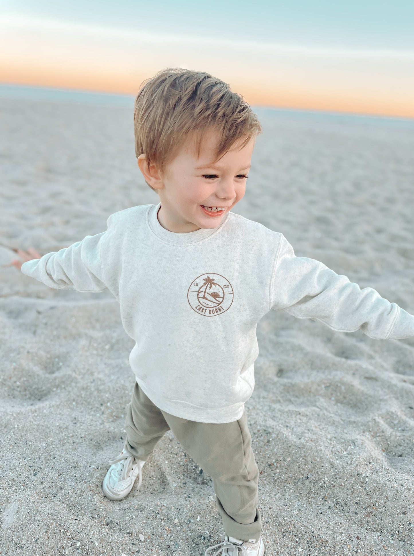 East Coast Sunset Toddler Sweatshirt, Natural Heather